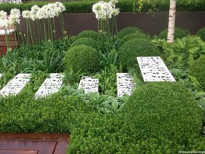 white metal steps, show garden, Hampton Court Flower Show 2012