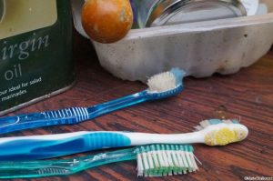 old toothbrushes, recycling, garden sundries