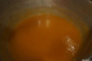 quince cheese in preserving pan, membrillo