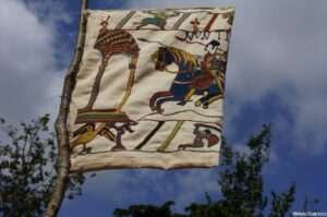 bayeux tapestry banner, 1066 garden, world gardens, show gardens, RHS Hampton Court Flower Show 2016