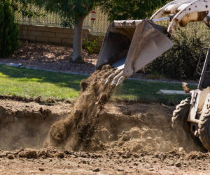 digger in garden