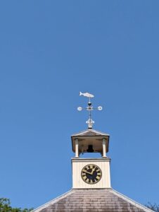 morden hall park stableyard weather vane, fish, and clock